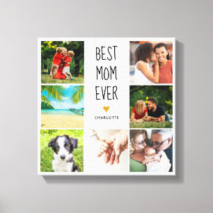 Beste Mutter überhaupt Gold Herz 7 Foto Collage Leinwanddruck