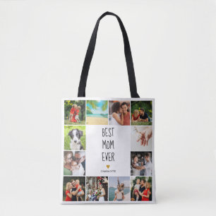 Beste Mutter überhaupt Gold Herz Foto Collage Tasche