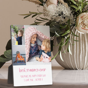 Beste Mutter überhaupt Herz-Schriftzug, 3 Fotos ed Fotoplatte