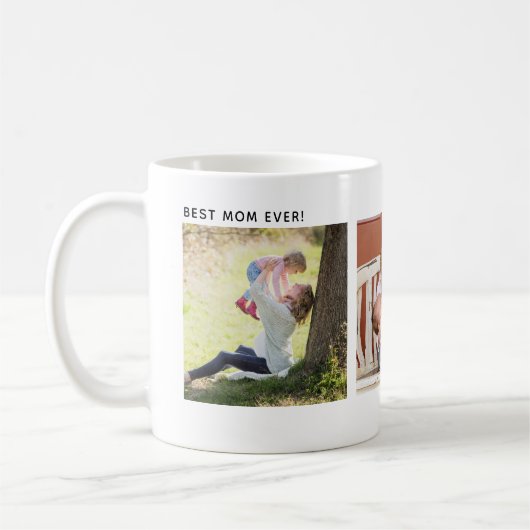 Beste Mutter überhaupt, individuelle drei Fotos Pe Kaffeetasse (Links)