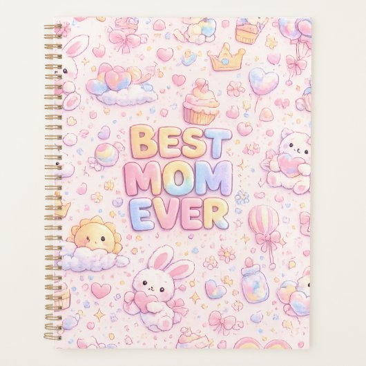 Beste Mutter überhaupt Kawaii Pastell-Muster Planer (Vorderseite)
