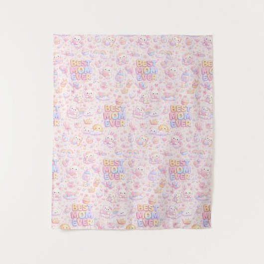 Beste Mutter überhaupt Kawaii Pastell-Muster Wandteppich (Vorderseite)
