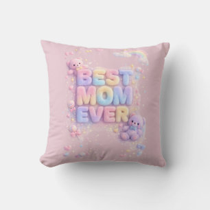 Beste Mutter überhaupt – Kawaii Pastell-Teddybär D Kissen