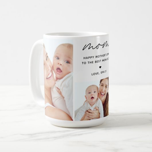 Beste Mutter überhaupt Moderne Schrift 3 Foto Kaffeetasse (Vorderseite Links)