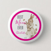 Beste Mutter überhaupt, Mutter & Babykaninchen Ros Button (Vorderseite)