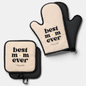 Beste Mutter überhaupt Personalisiert Ofenhandschuh & Topflappen-Set (Vorderseite/Rückseite)
