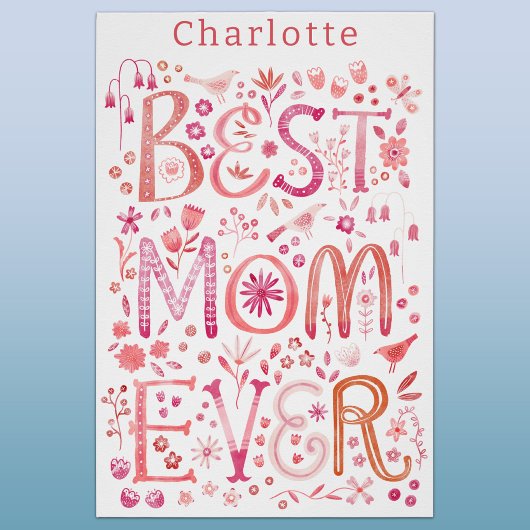 Beste Mutter überhaupt Personalisierte florale Was Poster
