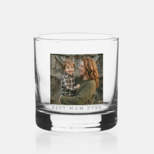 Beste Mutter überhaupt, personalisiertes Vollfoto Whiskyglas