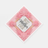 "Beste Mutter überhaupt" Rosa Blumen zum Muttertag Serviette (Ecke)