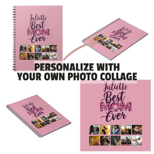 Beste Mutter überhaupt Rosa Florales Fotocollage Notizblock