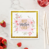 "Beste Mutter überhaupt" - Rosa florales Muttertag Serviette (Beispiel)
