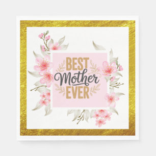 "Beste Mutter überhaupt" - Rosa florales Muttertag Serviette