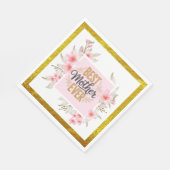 "Beste Mutter überhaupt" - Rosa florales Muttertag Serviette (Ecke)