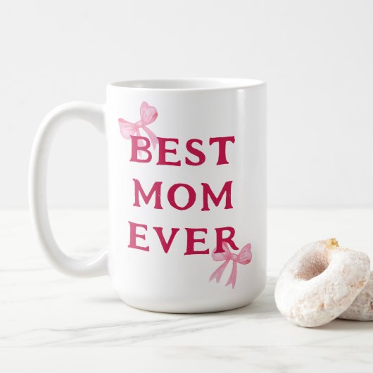 Beste Mutter überhaupt Rosa Schleife Minimales Mut Kaffeetasse (Mit Donut)