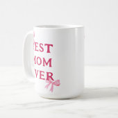 Beste Mutter überhaupt Rosa Schleife Minimales Mut Kaffeetasse (Vorderseite Links)