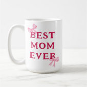 Beste Mutter überhaupt Rosa Schleife Minimales Mut Kaffeetasse (Links)