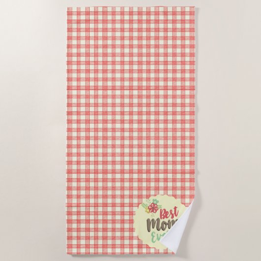 "Beste Mutter überhaupt"-rotes Gingham-Handtuchset Strandtuch (Vorderseite)