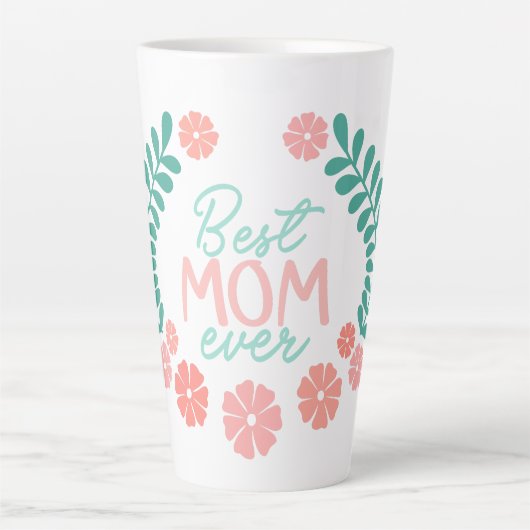 Beste Mutter überhaupt Text in floralem Rahmen Milchtasse (Vorderseite)