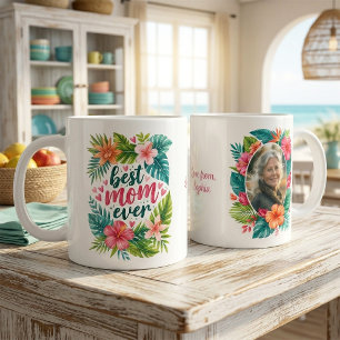 Beste Mutter überhaupt Tropisches Blumen-Muttertag Jumbo-Tasse