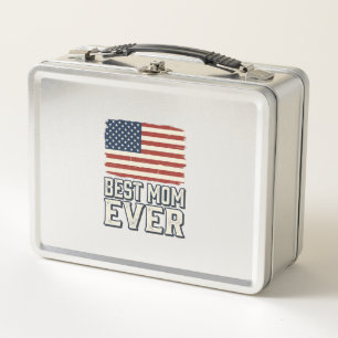 Beste Mutter überhaupt Vintage-Amerikanisches-Flag Metall Brotdose