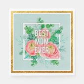 Beste Mutter überhaupt Wasserfarben-Blumen Grün un Serviette (Vorderseite)