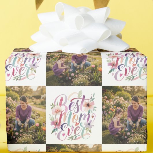 Beste Mutter überhaupt Wasserfarben-Blumenmuster i Geschenkpapier