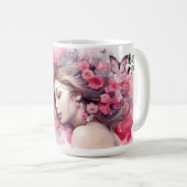 Beste Mutter überhaupt Wasserfarben-Rose Kaffeetasse (VorderseiteRechts)