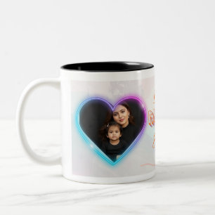 Beste Mutter überhaupt Zwei-Foto-Collage Neon-Glow Zweifarbige Tasse