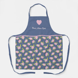 Beste Mutter und Blumenmuster. All-Over-Druckschür Schürze