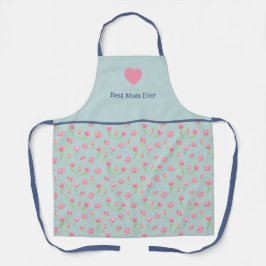 Beste Mutter und Blumenmuster. All-Over-Print-Schü Schürze