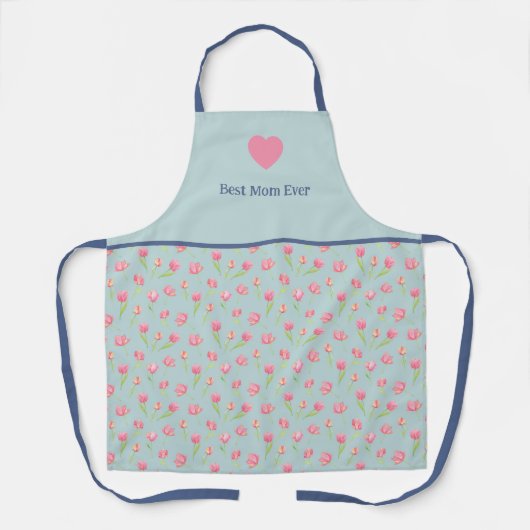 Beste Mutter und Blumenmuster. All-Over-Print-Schü Schürze (Vorderseite)