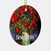 Beste Mutter, Vase mit roten Pappchen Keramikornament (Rechts)