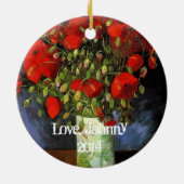 Beste Mutter, Vase mit roten Pappchen Keramikornament (Hinten)