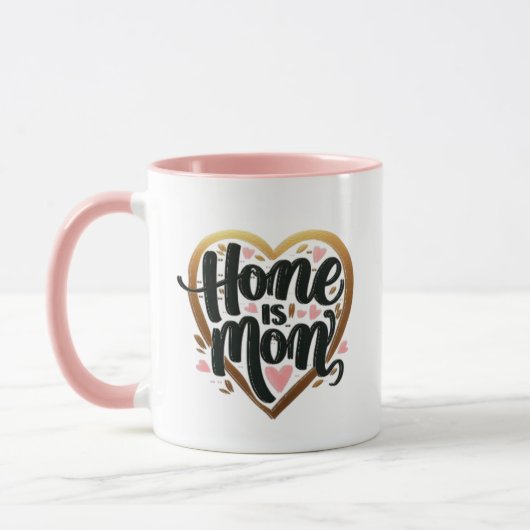 Beste Muttergeschenk "Zuhause ist Mama" – Herzform Tasse (Links)