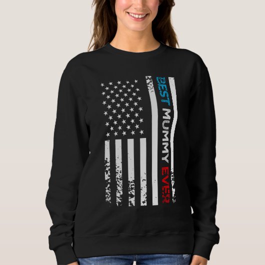 Beste Mutti ever US-amerikanische Flagge Muttertag Sweatshirt (Vorderseite)