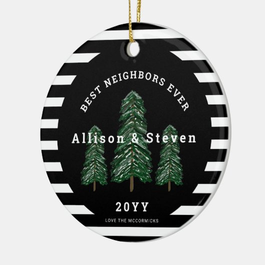 Beste Nachbarn je Elegante Pine Trees Weihnachten Keramik Ornament (Links)