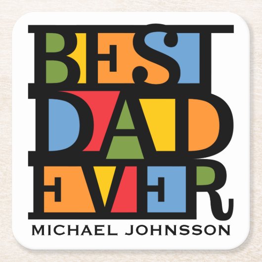 BESTE Name- u. FarbUntersetzer des VATERS Rechteckiger Pappuntersetzer (Vorderseite)