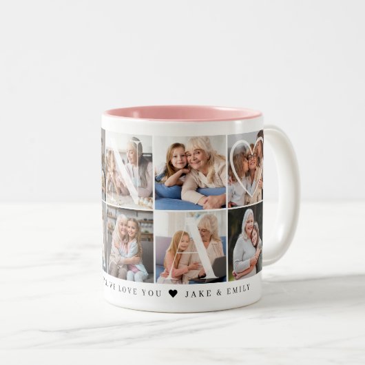 Beste Nana je, 10 Foto Grid-Geschenk für Oma Zweifarbige Tasse (VorderseiteRechts)