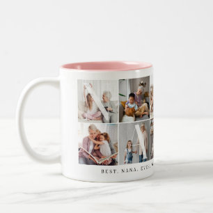 Beste Nana je, 10 Foto Grid-Geschenk für Oma Zweifarbige Tasse