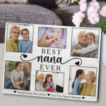 Beste Nana je Herz Foto Collage Keepake Fotoplatte<br><div class="desc">Erstellen Sie Ihr eigenes Foto mit 6 eigenen Familienbildern auf weißem Holzfußboden. Unser Best Nana Ever Heart Collage Keepake Plaque ist schick, stilvoll und ein herzlicher Sake, der die Liebe in Ihrer Familie zeigt. Elegante, moderne und individuell gestaltbare Collage aus Foto, perfekt für besondere Anlässe wie Muttertag, Vatertag, Valentinstag, ein...</div>