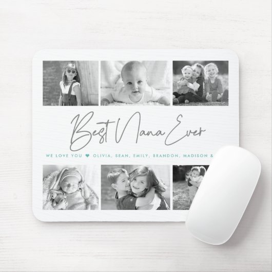 Beste Nana je Modernes Script 6 Foto Collage Chic Mousepad (Mit Mouse)