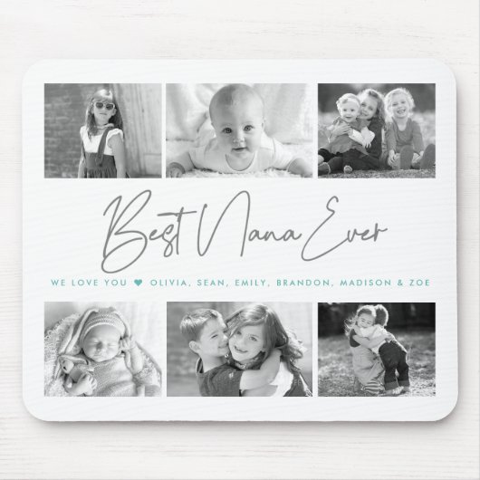 Beste Nana je Modernes Script 6 Foto Collage Chic Mousepad (Vorne)