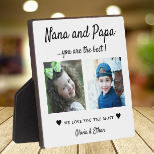 Beste Nana und Papa-Enkelkinder 2 Foto-Collage Wei Fotoplatte
