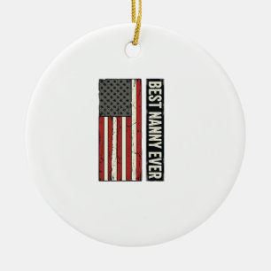 Beste Nanny Aller Patrioten Vintage-Flagge-Shirt-D Keramik Ornament