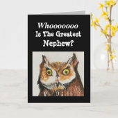 Beste Nephee Geburtstag Funny Owl Wildlife Karte (Gelbe Blume)