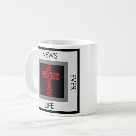 Beste Neuigkeiten je John 3:16 Gospel Tract Kaffeetasse (Vorderseite Links)
