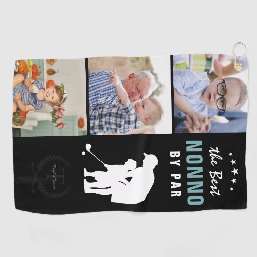 Beste Nonno Par | Monogramm-FotoCollage Golfhandtuch (Horizontal)