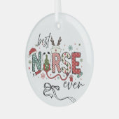 Beste Nurse aller Zeiten Ornament Aus Glas (Vorderseite links)