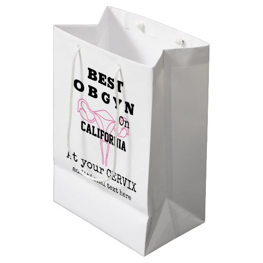 Beste OBGYN auf Stadt oder Stadt Gynäkologe Mittlere Geschenktüte (Vorderseite Schrägansicht)
