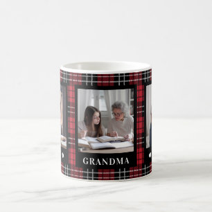 Beste Oma 3 Foto Rotes Schwarzes Karierte Tasse